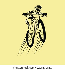 down hill bicycle mountain bike vector on yellow background