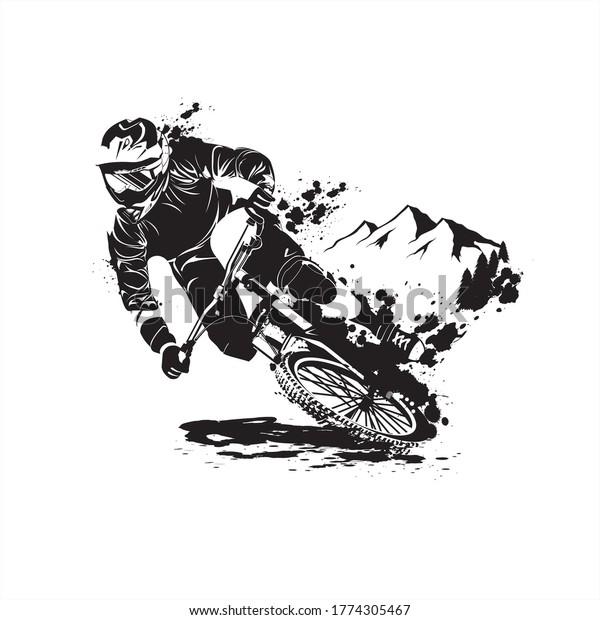down hill bicycle\
mountain bike vector\
black