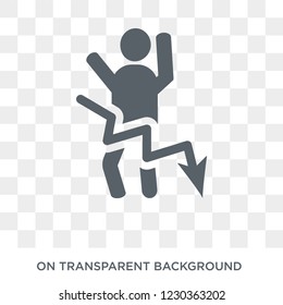 down human icon. Trendy flat vector down human icon on transparent background from Feelings collection. 