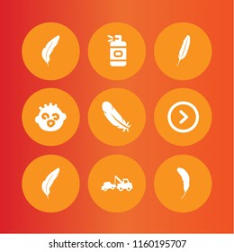 down icon. 9 down set with faint, right arrow circular button, hobbies and free time and feather vector icons for web and mobile app