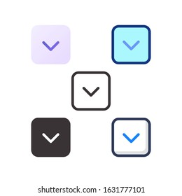 down icon flat outline glyph interface