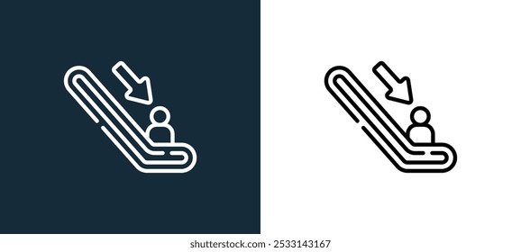 or down icon isolated on white and black colors. or down outline linear vector icon from wayfinding collection for mobile apps, web and ui.