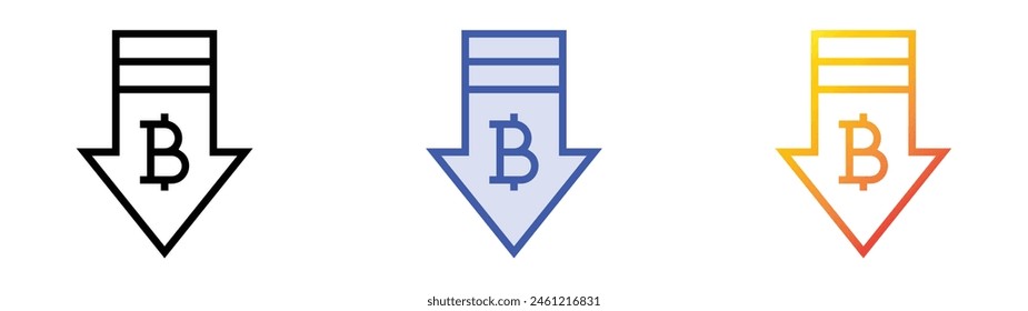 down icon. Linear, Blue Fill and Gradient Style Design Isolated On White Background