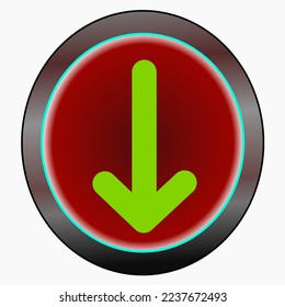 Down icon. Right arrow website button on white background.