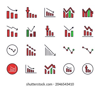 Down icon set. Collection of high-quality color outline logo for web site design and mobile apps. Vector illustration on a white background.