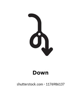 Down icon vector isolated on white background, logo concept of Down sign on transparent background, filled black symbol