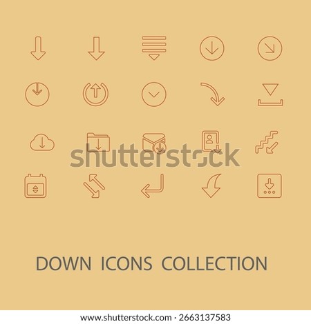 Down icons collection in outline