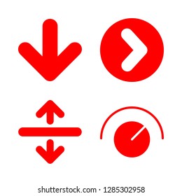 down icons set with up and down arrows with a line in the middle, volume control and right arrow in circular button vector set