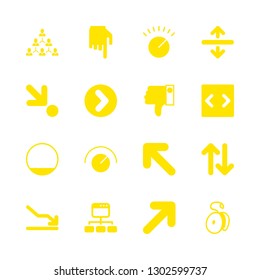 down icons set with dislike, up and down arrows with a line in the middle and right arrow in circular button vector set