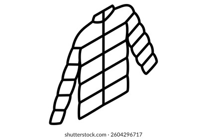 down jacket, Clothes simple isometric line drawing icon in black and white, Vector Illustration