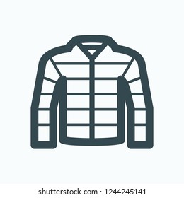 Down jacket icon, men's light weight down jacket vector icon