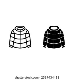 Down jacket icon set color editable on white background
