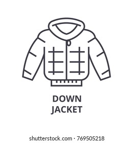down jacket line icon, outline sign, linear symbol, vector, flat illustration