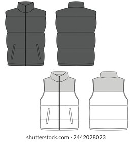 Down jacket outdoor illustration. Vest sweater jacket design pattern. 