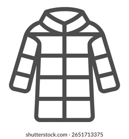 Down jacket without pockets line icon, autumn clothing concept. Vector graphics. Coat for women sign, clothes on white background, outline style icon for mobile or web design