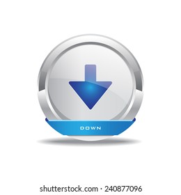 Down Key Circular Vector Blue Web Icon Button