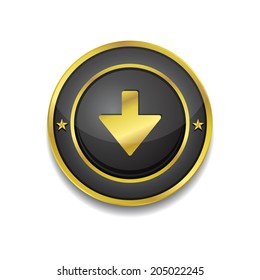 Down Key Circular Vector Golden Black Web Icon Button