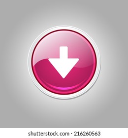 Down Key Circular Vector Pink Web Icon Button