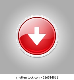 Down Key Circular Vector Red Web Icon Button