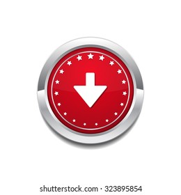 Down Key Circular Vector Red Web Icon Button