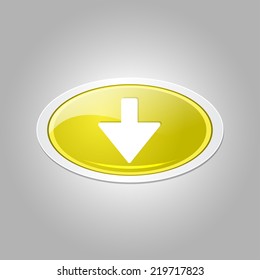Down Key Circular Vector Yellow Web Icon Button