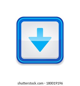 Down Key Rounded Corner Square Vector Blue Web Icon Button