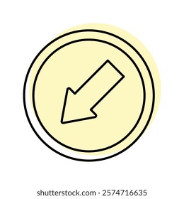 Down Left Arrow color shadow thinline icon , vector, pixel perfect, illustrator file