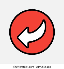 Down left arrow icon in filled line style, use for website mobile app presentation