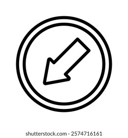 Down Left Arrow line icon , vector, pixel perfect, illustrator file