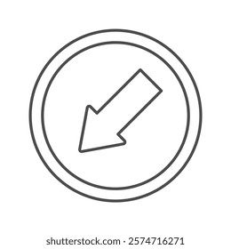 Down Left Arrow thinline icon , vector, pixel perfect, illustrator file