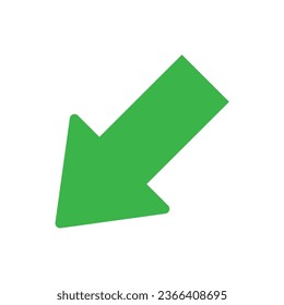 Links unten, farbiges Symbol. Illustrationsgrafik des linksfarbenen Symbols nach unten