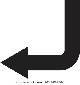 Down left corner arrow icon vector isolated on white background