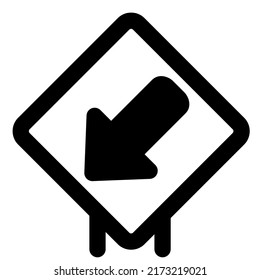 Down left exit lane on road signal in a signboard
