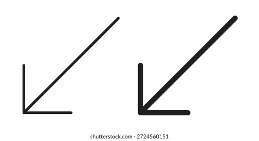 Links unten Symbol im Doodle- und Strichstil.