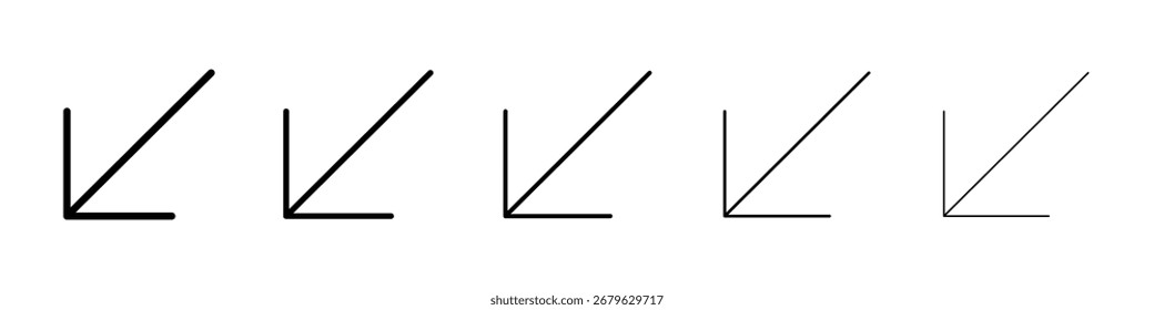 Logotipo de icono abajo a la izquierda en la colección de líneas de trazo