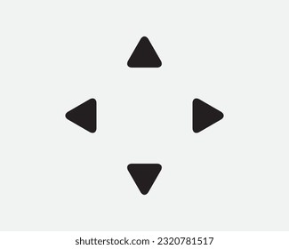 Up Down Left Right Arrow Icon. Four Direction Navigation Zoom In Out Triangle Black White Sign Symbol Illustration Artwork Graphic Clipart EPS Vector