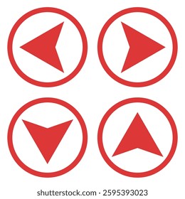 Up down left right arrows flat icon isolated on white background.