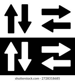 Iconos de flechas arriba abajo e izquierda derecha sobre fondo blanco y negro.