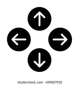 Up down left right  or north east south west round arrows flat vector icon for apps and websites