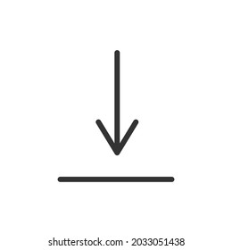 Down line icon, sign or symbol. Premium pictogram in trendy outline style. Down pixel perfect vector icon isolated on a white background. 