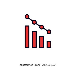 Down line icon. Vector symbol in trendy flat style on white background. Down sing for design.