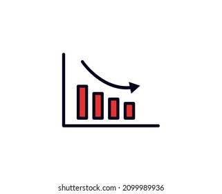 Down line icon. Vector symbol in trendy flat style on white background. Down sing for design.