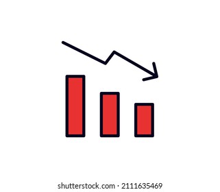 Down line icon. Vector symbol in trendy flat style on white background. Down sing for design.