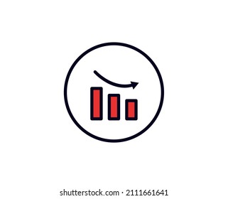 Down line icon. Vector symbol in trendy flat style on white background. Down sing for design.