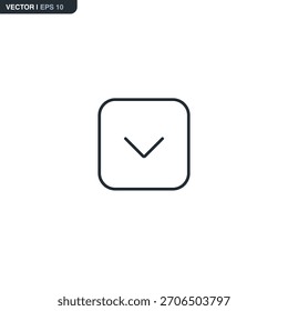 Sinal de estilo linear para baixo para conceito móvel e web design. Símbolo, ilustração de logotipo. Gráficos de vetor perfeitos com pixel