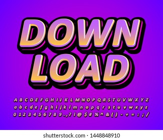 Down load sticker alphabet, modern font effect with trendy gradient