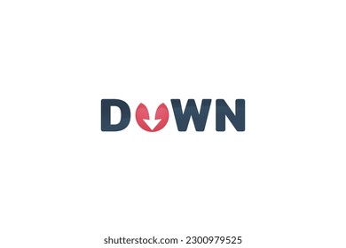 logotipo con una combinación de letras hacia abajo con una flecha hacia abajo en la letra o.