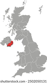 down map ADMINISTRATIVE DIVISIONS of UNITED KINGDOM 3d isometric map