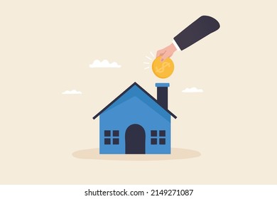 Down payment or home loan concept. real estate sales household income Real estate investments, home value, home budget and other expenses