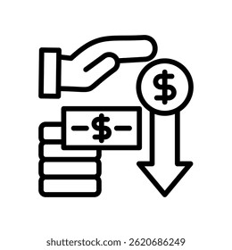 Ilustración vectorial de línea de icono de pago inicial